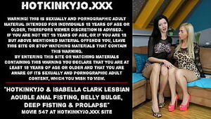 Hotkinkyjo & Isabella Clark sapphic dual buttfuck fisting, stomach bulge, deep going knuckle deep & ass inside-out